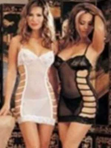 White Sheer Open side Slip & Thong Set Size Medium Sexy nightwear lingerie - Picture 1 of 2