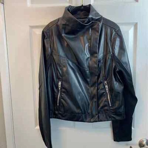 NWT [BLANKNYC] Black  Motorcycle JacketZipper Accents Front Zip Lg - Picture 1 of 10