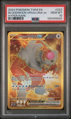 BLOODMOON URSALUNA EX PSA 10 HIPER RARO 222 ARTE COMPLETO 2024 POKEMON TWM... - Imagen 1 de 3