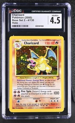 CGC 4.5 Charizard 2000 Base Set 2 4/130 Holo Pokemon Card - Image 1 of 2