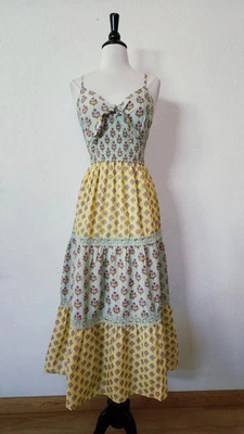 New Anthro Midi Dress Size Large Floral Coquette Brunch Wedding Bow Crochet - Image 1 of 4