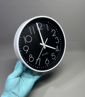 Simple Round Wall Clock Silent & Non Ticking Battery Operated 8 Inch Decorative - Image 1 of 4