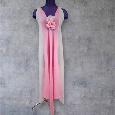 Vestido transparente asimétrico con paneles rosa pequeño Lala's Saks 5th Avenue vintage T15 Foto 1 de 4