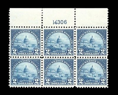 MOMEN: US STAMPS #572 INTACT PLATE BLOCK OF 6 MINT OG NH VF PSE CERT LOT #94915 - Image 1 of 3
