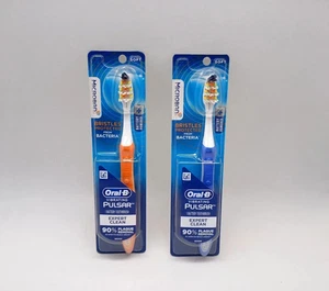 Oral-B Expert Clean Pulsar Toothbrush 2 Pack – Soft, Battery, Orange & Blue - Picture 1 of 2