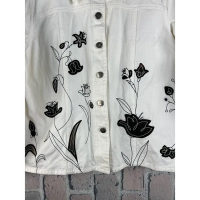 Vintage 90's The Quacker Factory Women Flower Oversized Denim Jacket Size L - Image 1 of 4