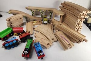 Lot of Thomas & Friends Wooden Railway Train Tracks, Bridges Curves + Trains