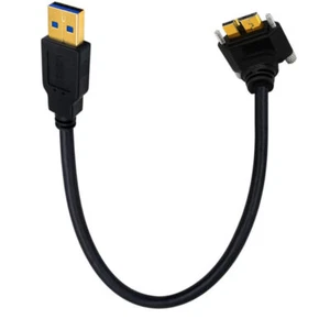 USB A 3.0 to Micro B Panel Mount Cable (Down Angle) | Male to Male | 0.3m - Picture 1 of 5