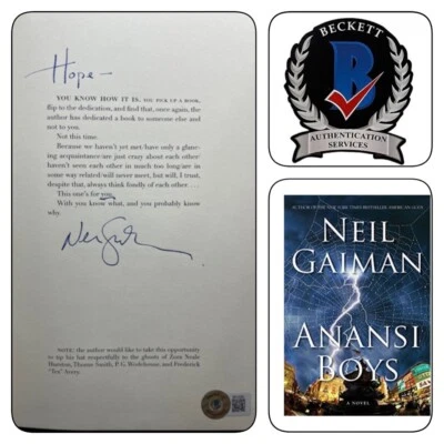 ANANSI BOYS NEIL GAIMAN 1ST EDITION SIGNED AUTOGRAPH HARDCOVER BECKETT COA - Image 1 of 4