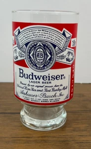 Vintage 70s Anheuser-Busch Budweiser Footed Glass Tumbler Bar Man Cave 🍺 - Picture 1 of 2