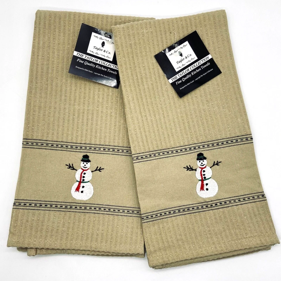 Toalla de té de cocina muñeco de nieve marrón con colección Taylor roja y blanca lote de 2 nuevas con etiquetas Foto 1 de 4