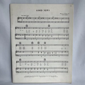 De colección Partituras Sam Cooke Buenas Noticias Años 60 Piano Guitarra Palabras Voces Cancionero - Imagen 1 de 3