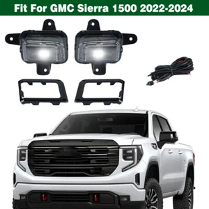 Set Front Bumper LED Fog Light Lamp W/ Cover Wire For GMC Sierra 1500 2022-2024 - Picture 1 of 11