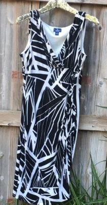 Vestido feminino American Living Casa Marina estampa preto/branco sem mangas tamanho 16 - Imagem 1 de 4