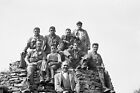 Vintage Medium Format Photo Negative WWII USAF Soldiers  Atop rubble with locals