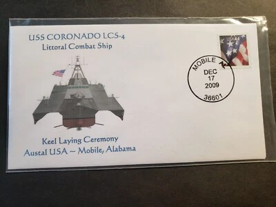 USS CORONADO LCS-4 Naval Cover 2009 KEEL LAID Cachet MOBILE, AL - Image 1 of 2