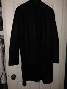 Donna Karan NY Black Unisex Leather Long Coat Size Men LG - Picture 1 of 8