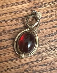 Antique Victorian Gold Filled Paste Garnet Bohemian Cabochon Pendant - Picture 1 of 4
