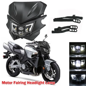 LED Hi/Lo Headlights Fairing For Universal Motorcycle Street Fighter Dirt Bike - Picture 1 of 10