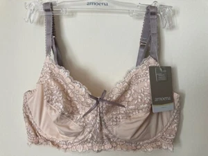 Amoena "Celine" Luxury Underwired Bra in Nude with Grey Lace & Bow Detail - Picture 1 of 7