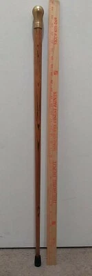 Antiguo bastón vintage WS pesado latón macizo mango superior caña roble 35,125" Foto 1 de 4