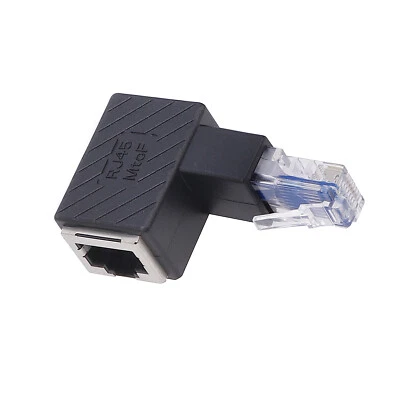 Adattatore di rete Ethernet 90 gradi su/giù/destra/sinistra angolo RJ45 maschio a femmina - Immagine 1 di 4