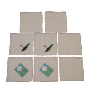 Golf Embroided Solid Handkercheif Set of 8 - 10.5 x 10.5 inch - Picture 1 of 2