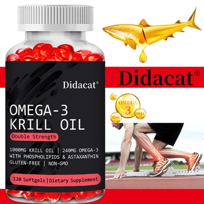Cápsulas de óleo de krill ômega-3 Double Strength - Manter cartilagem articular saudável - Imagem 1 de 4