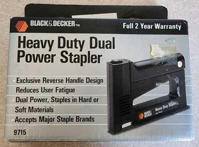Grapadora eléctrica doble de alta resistencia Black & Decker 9715 (1986) totalmente nueva en caja Foto 1 de 4