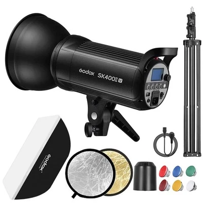 Kit de luz flash estroboscópico para estudio fotográfico Godox SK400IIV 400Ws, sistema GN65 2,4 G X Foto 1 de 4