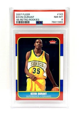 2007-08 Fleer '86 Retro Rookies Kevin Durant RC #86R-143 PSA 8 Seattle Sonics - Image 1 of 2