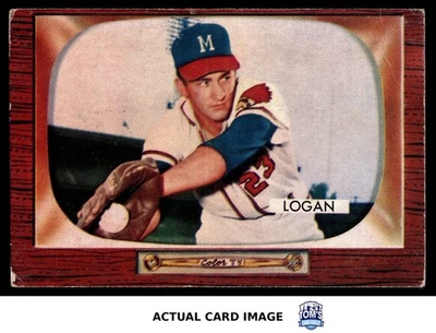 1955 Bowman #180 JOHNNY LOGAN Milwaukee Braves VG (CREASE) - Image 1 of 4