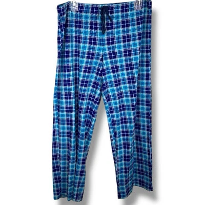 Pijama grande polar azul a cuadros ropa de salón pantalones para mujer cordón desteñido gloria Foto 1 de 4