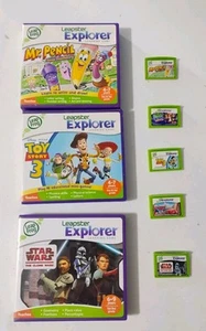 Leap Frog Leapster Explorer Game Cartridges Cars 2 Toy Story 3 Mr. Pen Lot of 5 - Picture 1 of 7