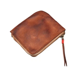 Monedero de cuero amarillo, para mujer y hombre vintage cartera hecha a mano9659 - Imagen 1 de 7