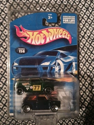 Hot Wheels 2001 Mini Cooper #158 Blue w/ULTRA RARE 5 HOLE Wheels NIP  - Image 1 of 3