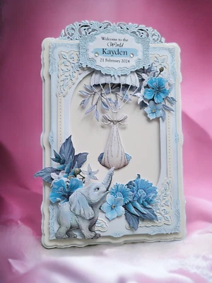 Nueva tarjeta de felicitación para bebé nombre personalizado recuerdo de lujo especial hecha a mano Foto 1 de 4