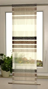 Scheibengardinen Gardine Breite 30 cm x Höhe 97 cm braun Streifen modern Bistro - Bild 1 von 10