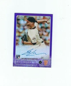 Autógrafos de novato Topps 2015 cromados refractores púrpuras #AREC Erik Cordier automático - Imagen 1 de 2