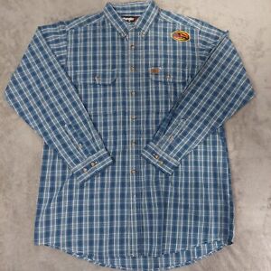 Wrangler Riggs Workwear Shirt Mens XLT Button Up Long Sleeve Blue Plaid Tall NWT