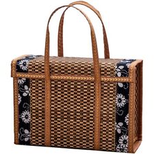 Picnic Woven Basket Rattan Grass Foldable Bamboo Basket D4K39505