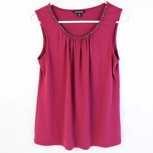 George Burgundy Colored Blouse Tank Top Women's Size S (4-6) Beaded Neckline - Picture 1 of 5