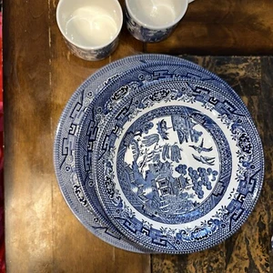 Churchill Blue Willow Plates Bowls Cups 24 Piece Dinnerware Set - Picture 1 of 10