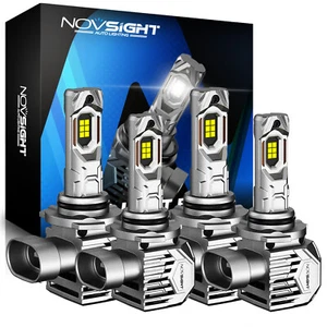 NOVSIGHT 9005 + 9006 LED Headlight Bulbs Kit High/Low Beam 30000LM 130W 6500K 4x - Picture 1 of 19