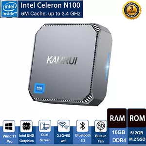 KAMRUI Mini PC Intel 12th Gen Alder Lake N100 16GB DDR4 RAM 512GB SSD WINDOWS 11 - Picture 1 of 9