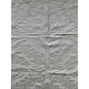 Chenille Damask Ecru Upholstery Fabric Heavy Weight 51" x 25" - Picture 1 of 4