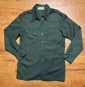 Vintage The 13th Hour Over Shirt Mens M Green Button Up 1970s Military Retro Alt - Picture 1 of 17