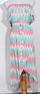 Cynthia Rowley Womens Dress Small Chevron High Low Strapless Sheer Multicolor - Picture 1 of 5