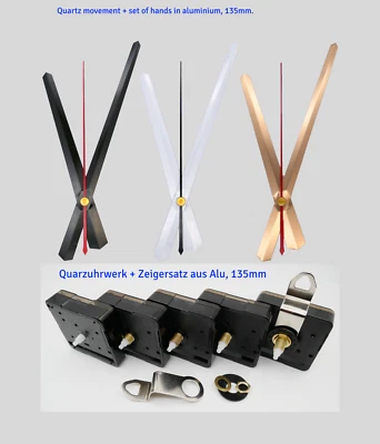 JH1668 Movimento al quarzo silenzioso con set di lancette 13 cm nero bianco oro - per fai da te, orologi da parete