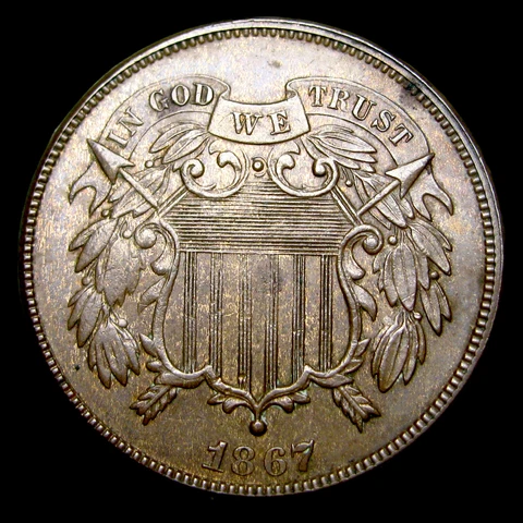 1867 Two Cent Piece 2cp ----  Gem BU+ Condition Type Coin ---- #VF391 Cover